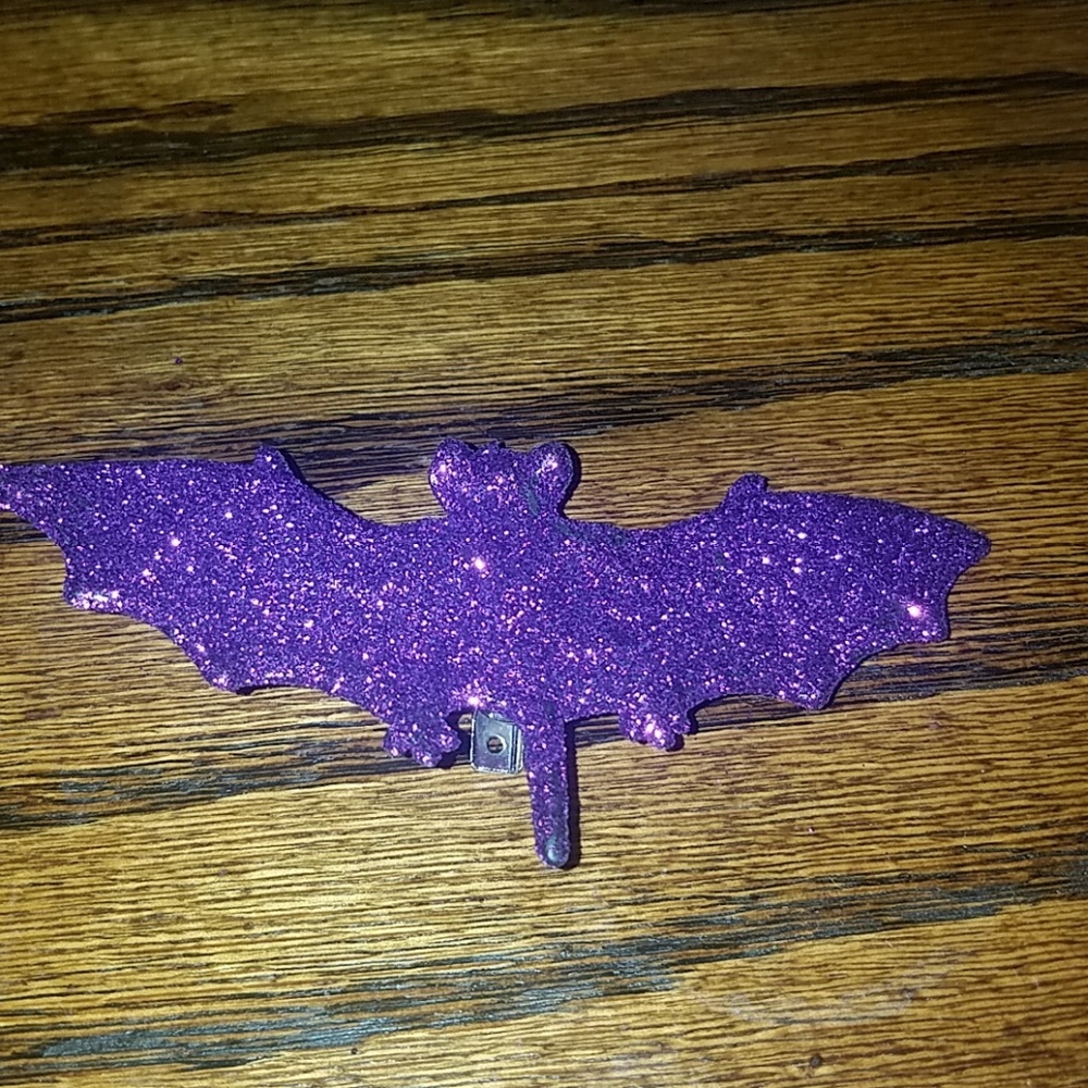 4" Purple Glitter Bat Hair Clips Gothic Halloween - Picture 5 of 8
